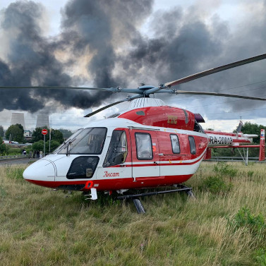 Ансат «Русских Вертолетных Систем» экстренно вылетел на пожар в районе Северной ТЭЦ